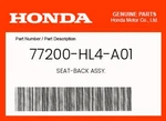 Honda Genuine Seat-back Assy. 77200-HL4-A01. Fixed Price $215.89.