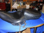 Mustang 75530 Wide Super Touring One-piece Vintage Seat, Chrome Studs. Fixed Price $299.99.