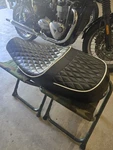 Triumph Bonneville T120 16-25 Corbin Gunfighter & Lady Seat. Fixed Price $525.00.