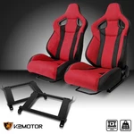 Fits 1992-1995 Honda Civic Reclinable Racing Seat Black/red Suede+brackets Rails. Fixed Price $538.78.