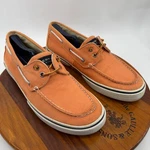 Sperry Top-sider Mens 10.5 Orange Canvas Boat Shoes C141432 Deck Loafers. Fixed Price $27.92.