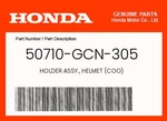 Honda Genuine Holder Assy., Helmet (coo) 50710-GCN-305. Fixed Price $29.58.