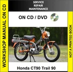 Honda CT90 Trail Service Repair Shop Manual Cd. Fixed Price $17.99.