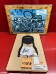 Harley Medallion Plate Sissy Bar Wrinkle Black 02-05 Dyna. Fixed Price $145.00.