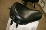Harley Mustang Studded Solo Seat Black Leather 16 1/2" Wide 1996 To 2003 Dyna. Fixed Price $389.99.