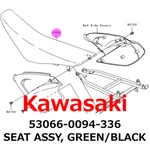 New Kawasaki Genuine 2006-2007 KX250 Seat Assy, Green/black 53066-0094-336. Fixed Price $394.99.