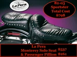 Vintage La Pera Monterey Solo & Passenger Pillion 82-03 Harley Sportster Seat. Fixed Price $359.95.