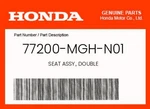 Honda Genuine Seat Assy., Double 77200-MGH-N01. Fixed Price $512.83.